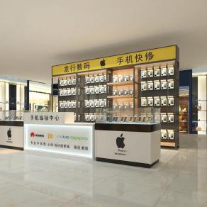 现代手机快修店 手机配件店 手机维修店 手机配件 吧台 展示柜